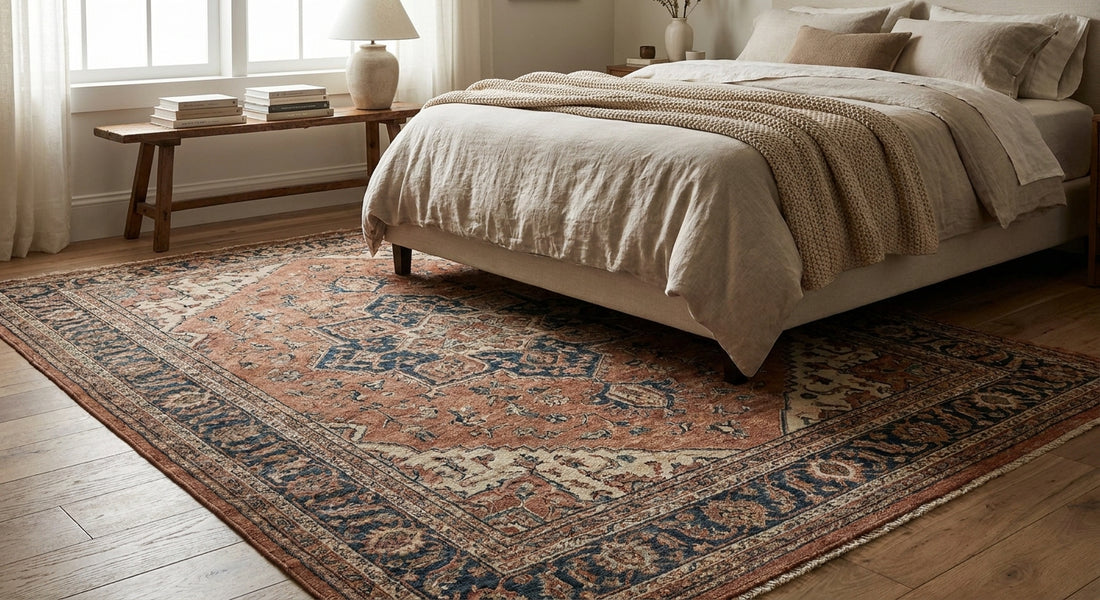 Hand knotted rugs for bedroom spaces