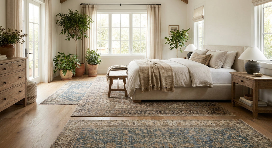 Amber Lewis x Loloi rugs for a California bedroom