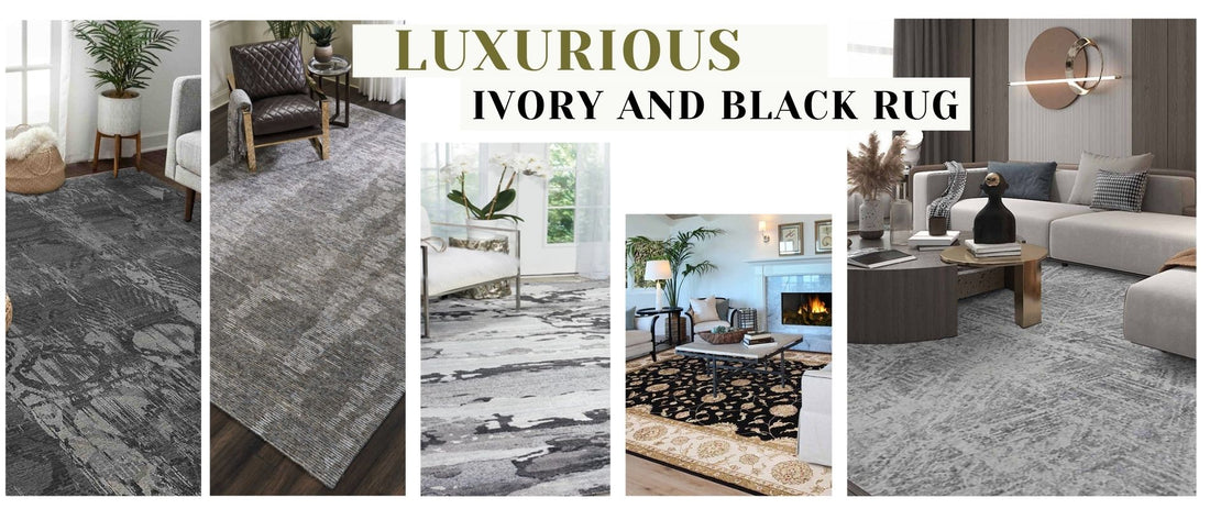 Elevate your space with our luxurious ivory and black rug, designed to add sophistication and bold contrast to any room. Perfect for modern or classic interiors.