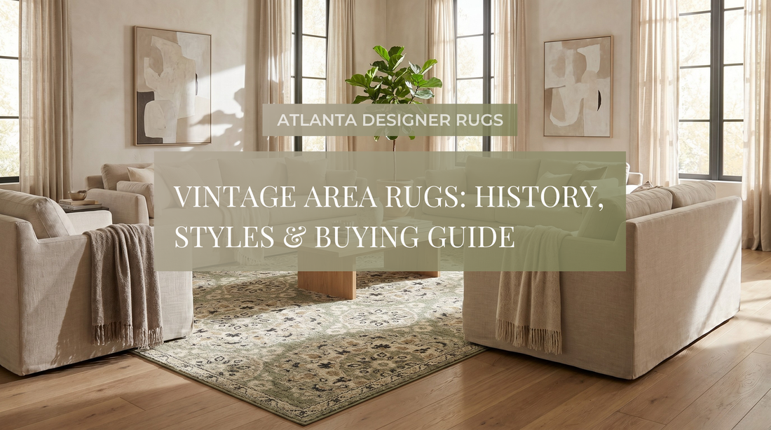Vintage Area Rugs for modern homes featuring the Oriental Weavers Florence 4334E Green Ivory Vintage Machine Woven Rug in a bright luxury living room