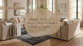 Vintage Area Rugs thumbnail featuring Artisan Penelope Dk.Chocolate Vintage Knotted Rug in a premium modern living room