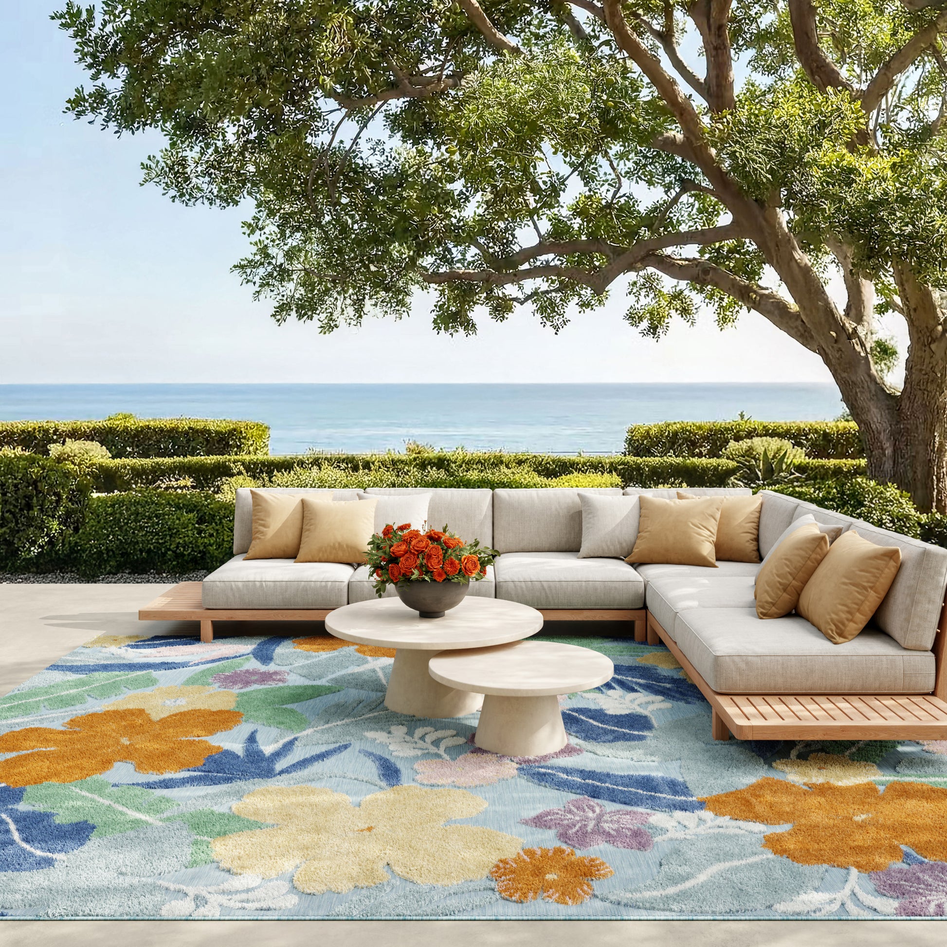 Nourison Home Suncoast  Blue Multicolor  Contemporary