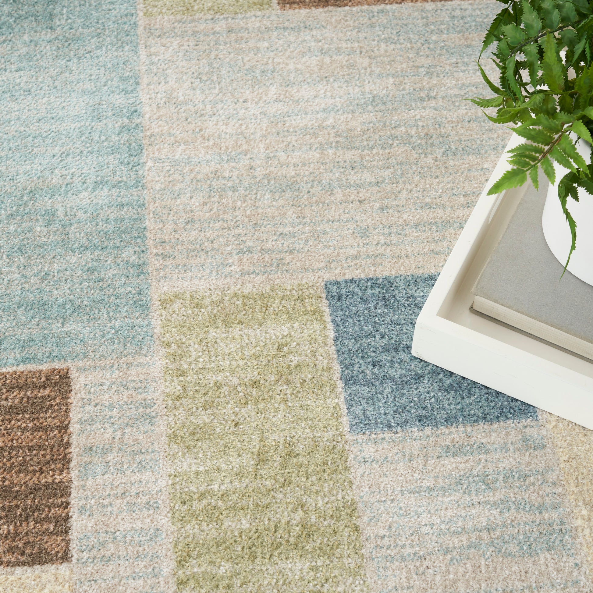 Nourison Home Astra Machine Washable  Blue Green Multi  Contemporary