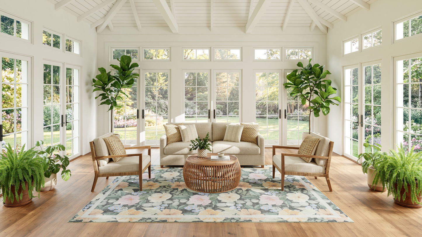 Nourison Home Botanical Washables  Charcoal Multicolor  Contemporary