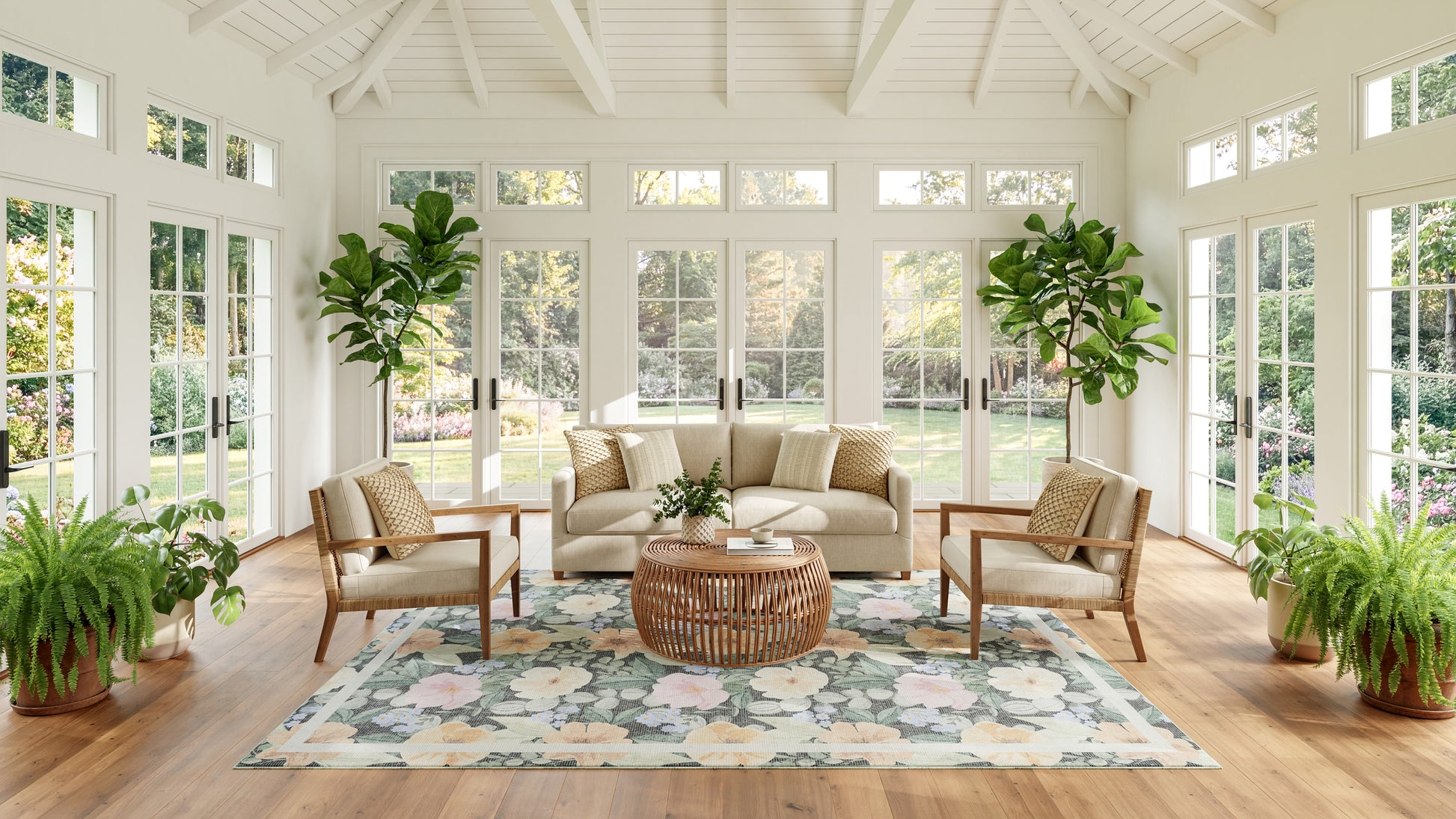 Nourison Home Botanical Washables  Charcoal Multicolor  Contemporary