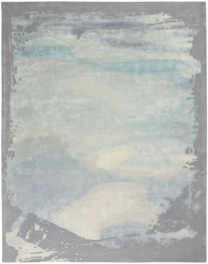 Nourison Home Prismatic PRS19 Seafoam Silver Contemporary Hand Tufted Rug