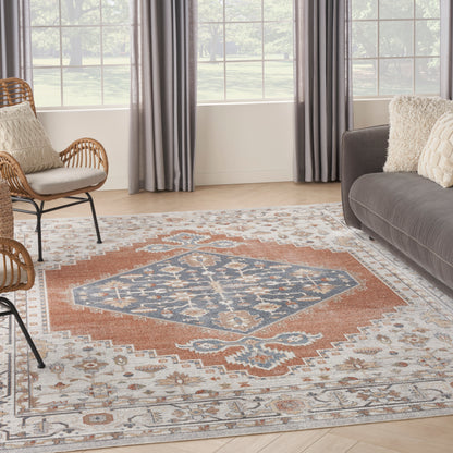 Nourison Home Astra Machine Washable  Grey Multicolor  Traditional