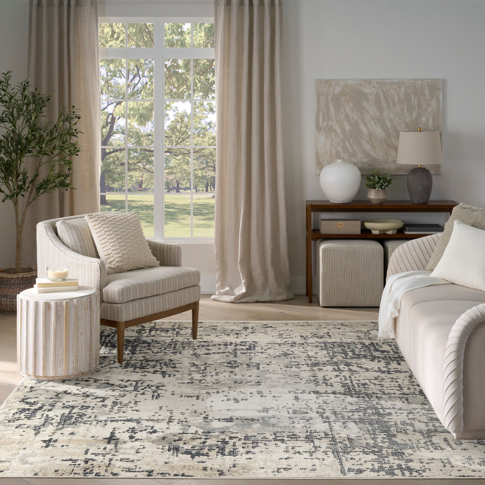 Nourison Home Quarry  Ivory Grey  Contemporary