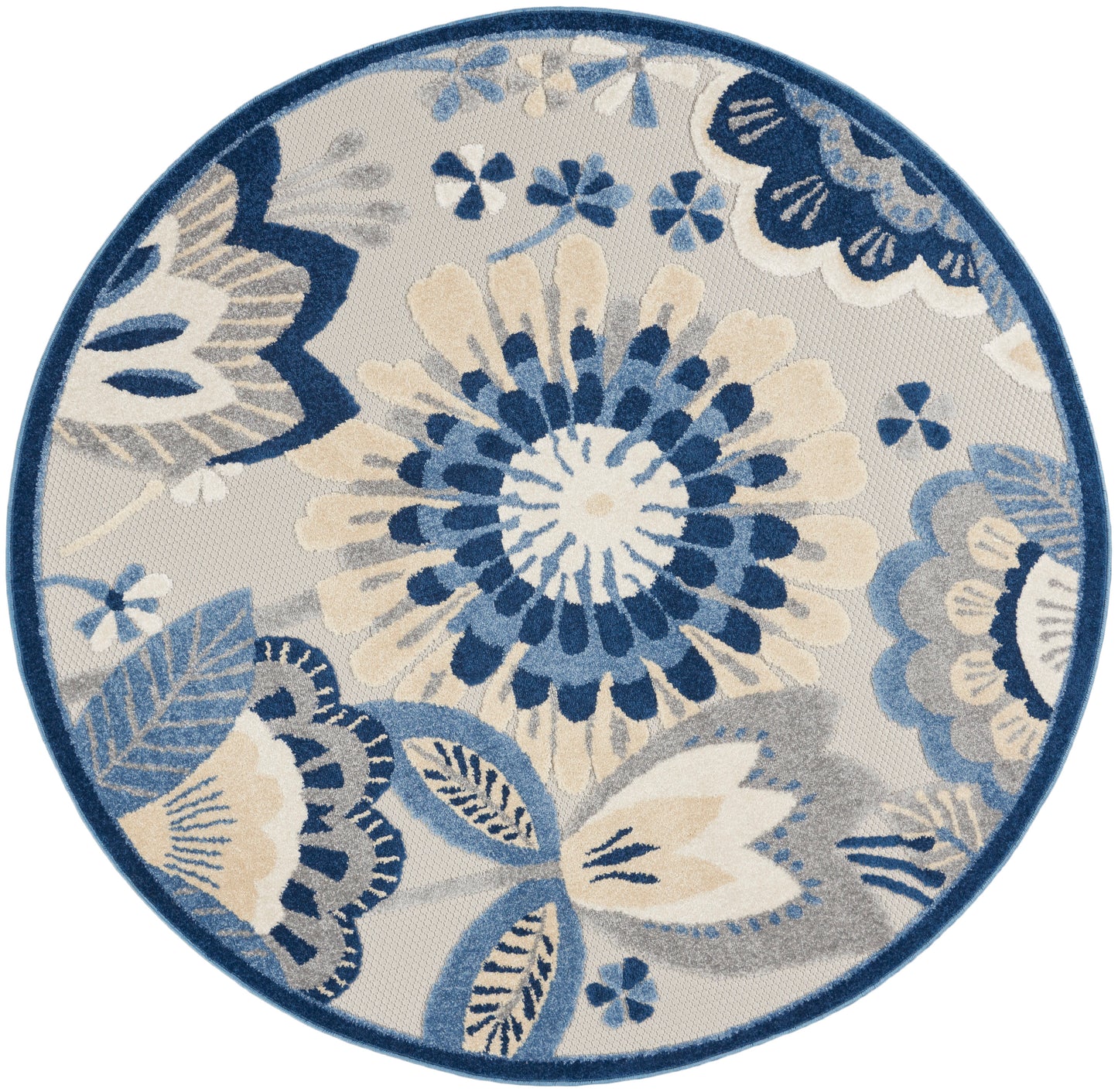 Nourison Home Aloha ALH25 Blue Grey Contemporary Power-loomed Rugs