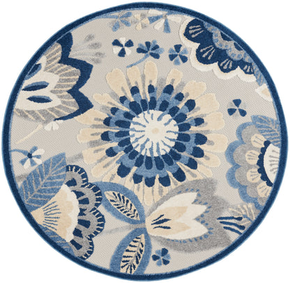 Nourison Home Aloha ALH25 Blue Grey Contemporary Power-loomed Rugs