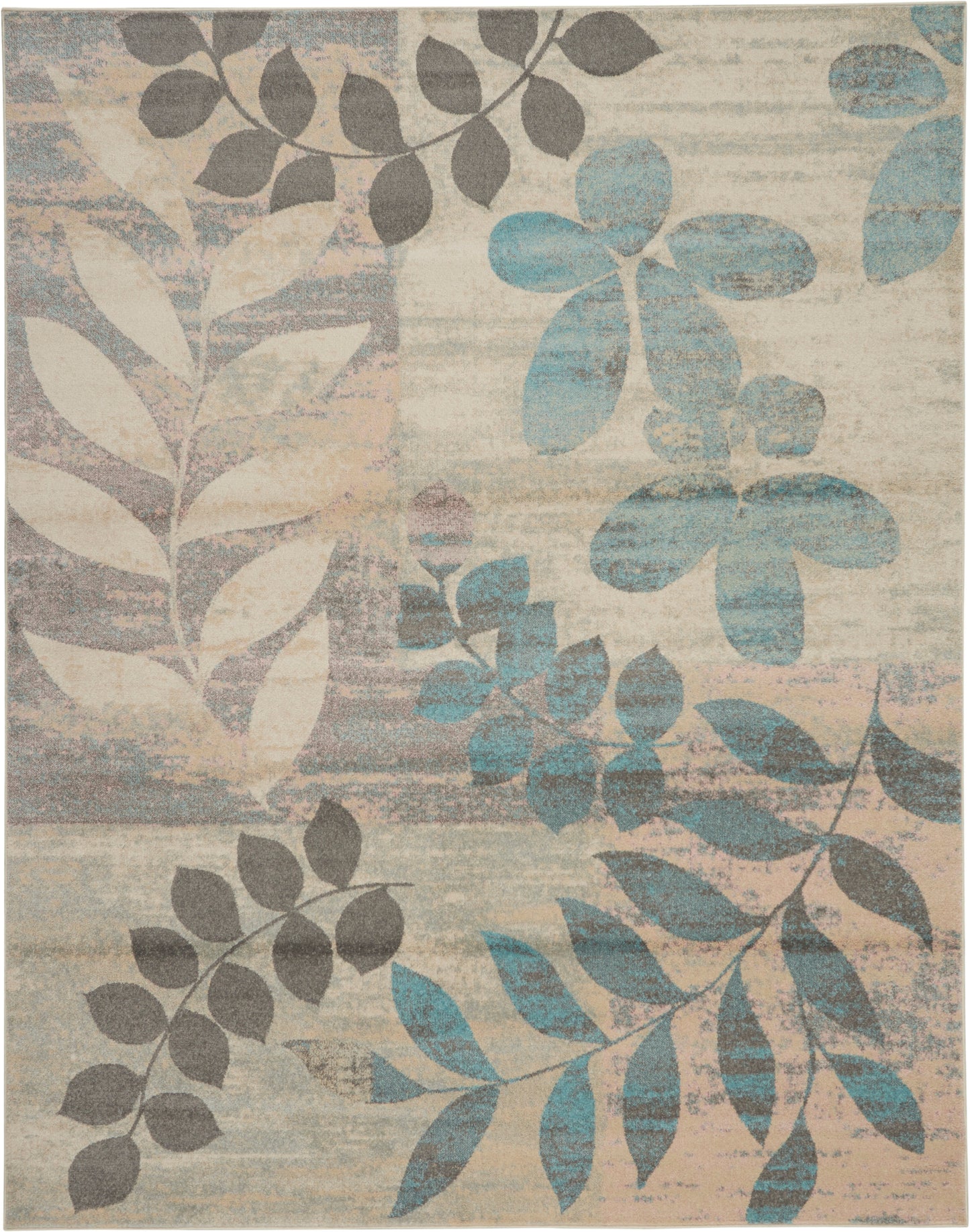 Nourison Home Tranquil TRA01 Ivory Light Blue Contemporary Power-loomed Rug