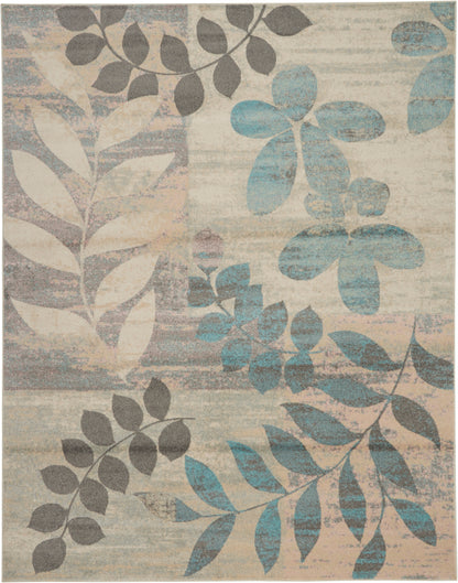 Nourison Home Tranquil TRA01 Ivory Light Blue Contemporary Power-loomed Rug
