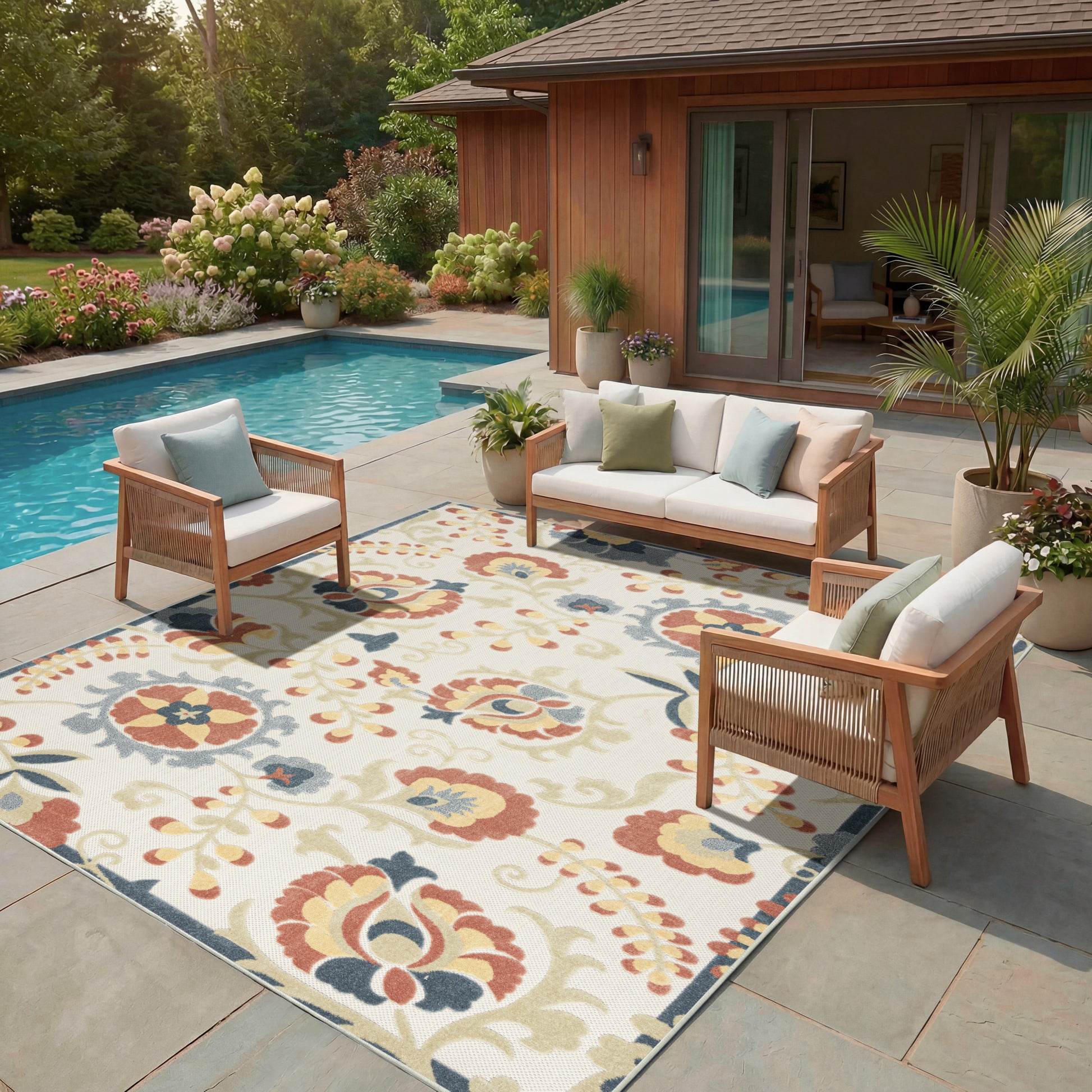 Nourison Home Aloha  Grey Multicolor  Contemporary