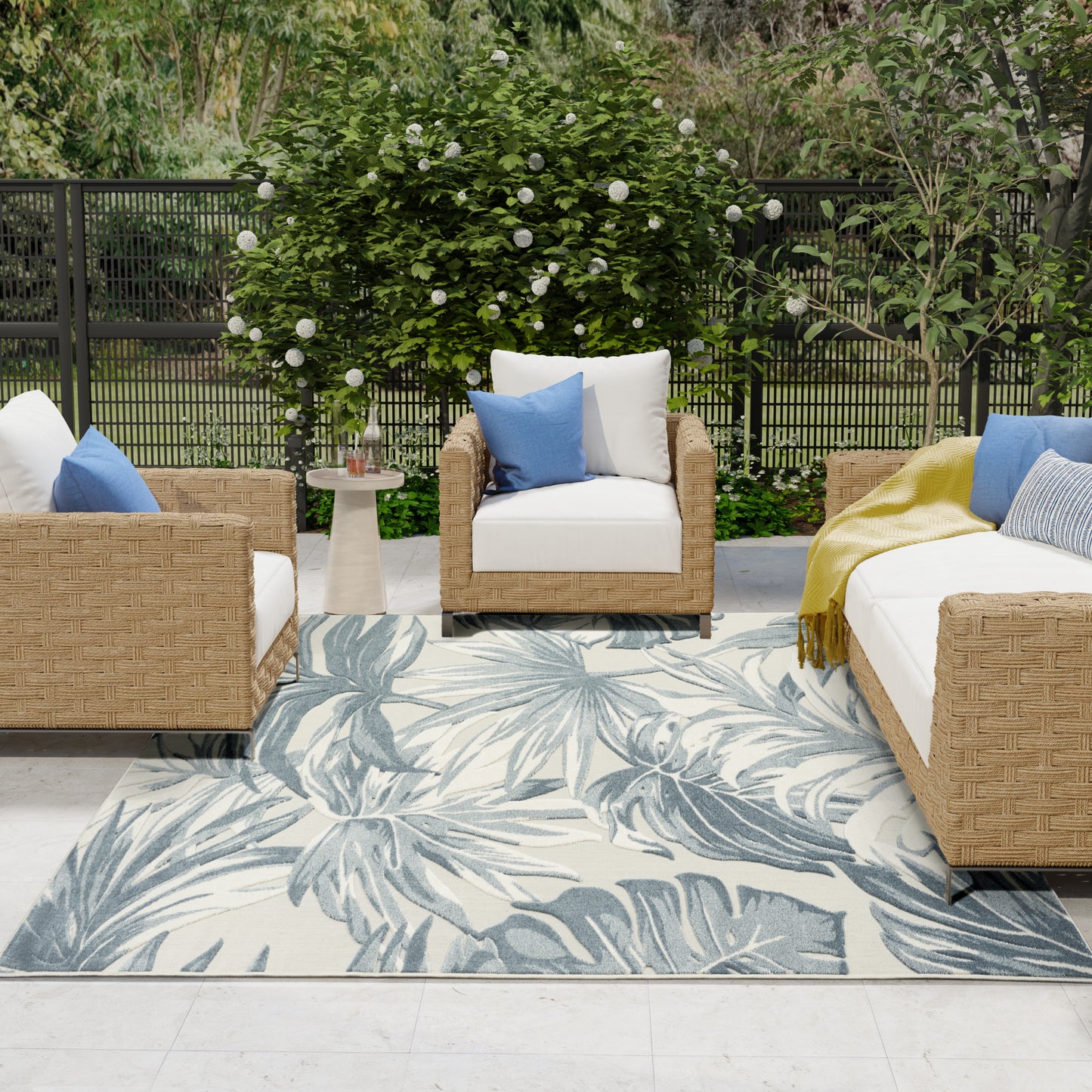 Nourison Home Aloha  Ivory Blue  Contemporary