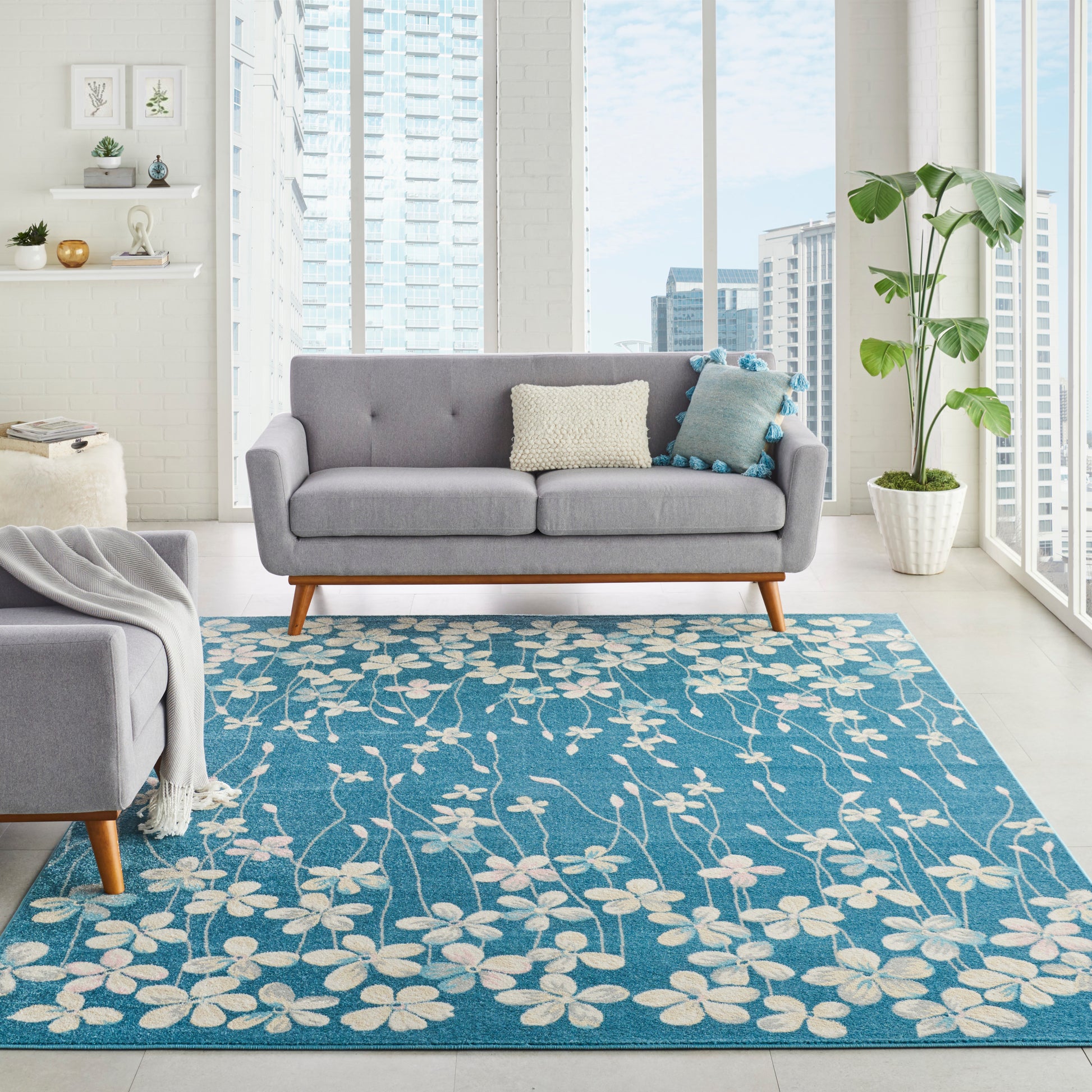 Nourison Home Tranquil  Turquoise  Contemporary