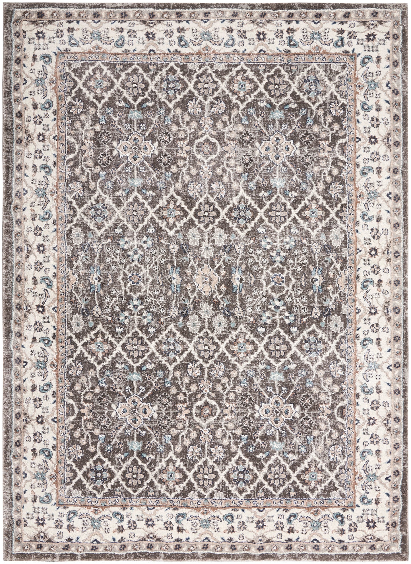 Nourison Home American Manor AMR01 Grey Ivory Traditional Power-loomed Rug