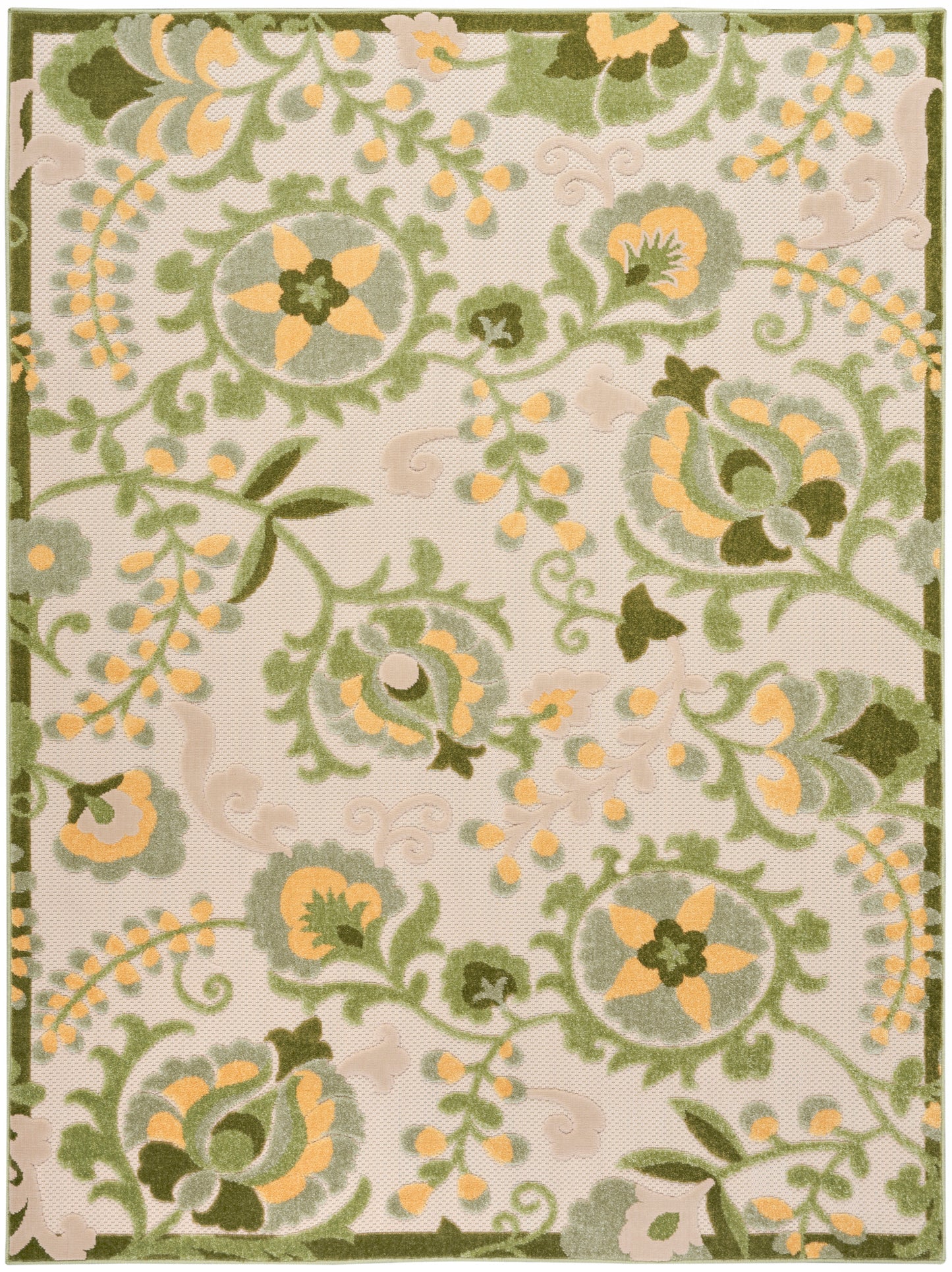 Nourison Home Aloha ALH17 Ivory Green Contemporary Power-loomed Rugs