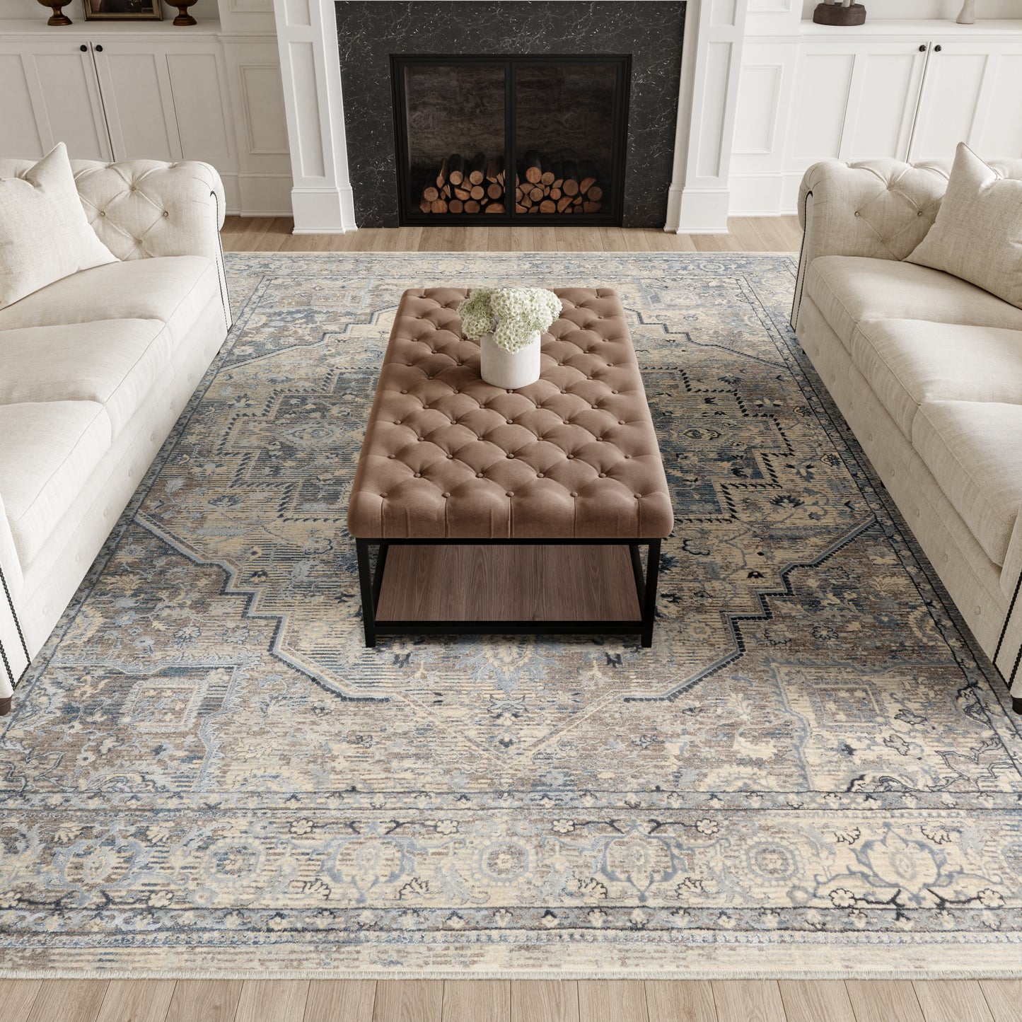 Nourison Home Sultana  Ivory Blue  Traditional