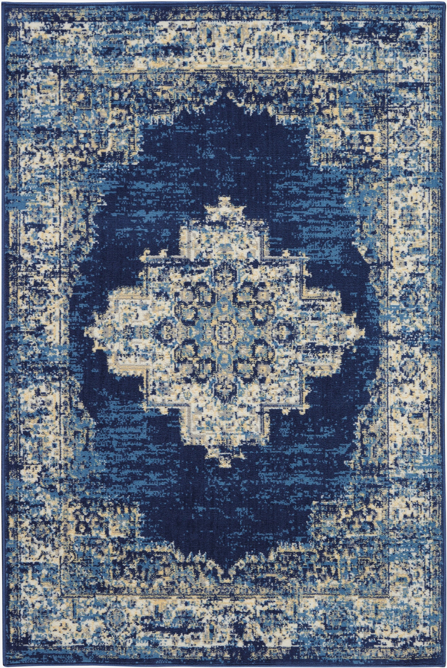 Nourison Home Grafix GRF14 Navy Blue Transitional Power-loomed Rug