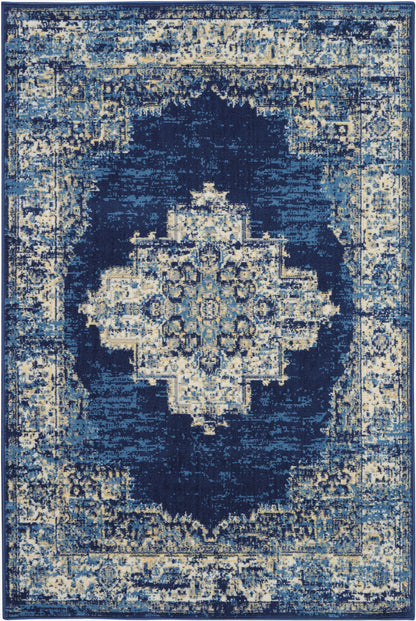 Nourison Home Grafix GRF14 Navy Blue Transitional Power-loomed Rug
