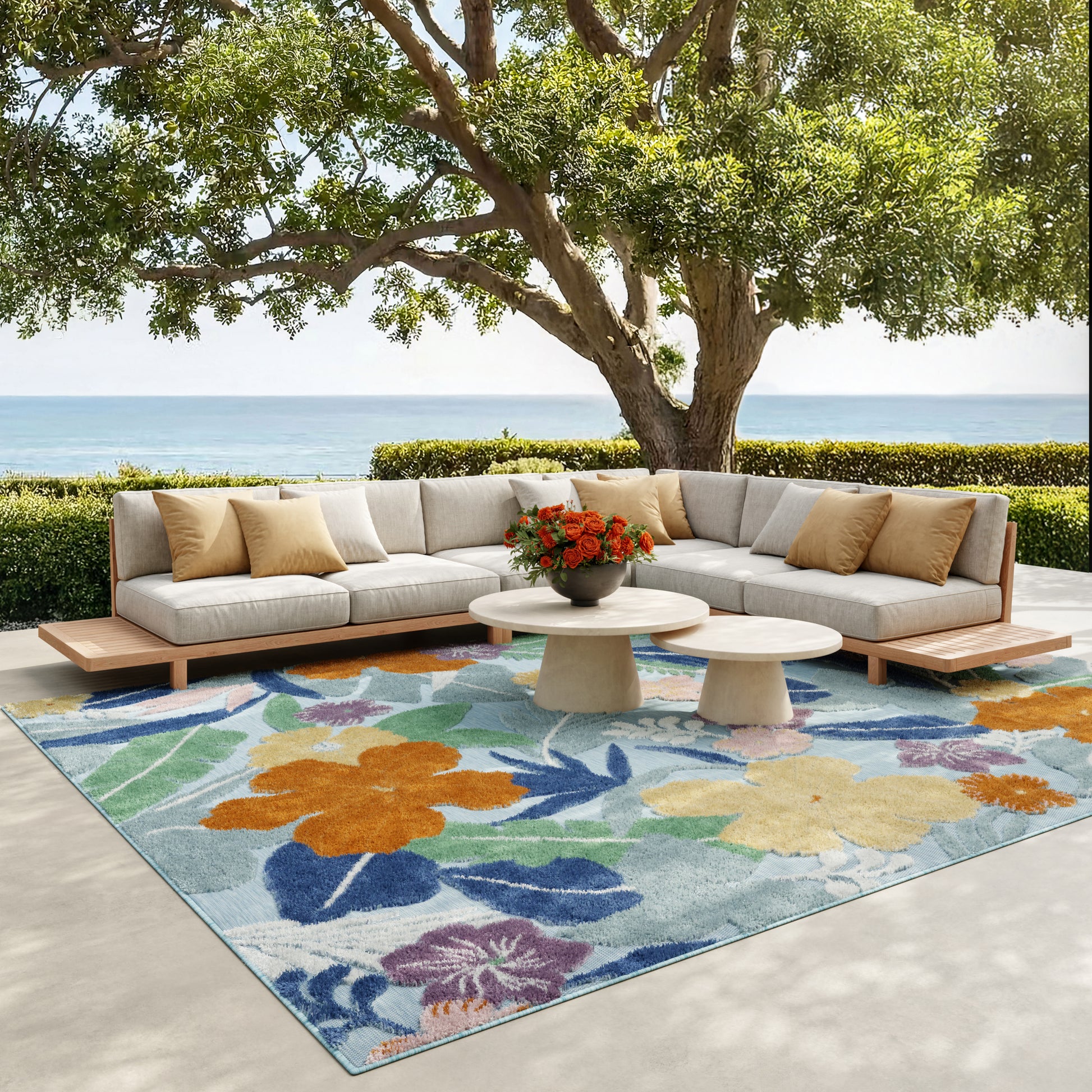 Nourison Home Suncoast  Blue Multicolor  Contemporary