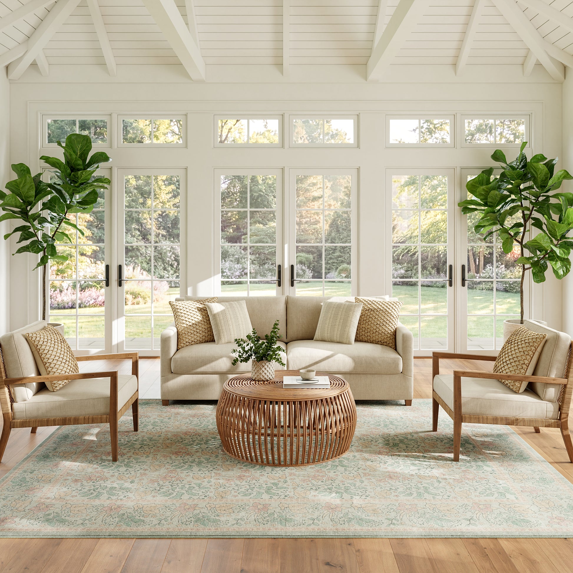 Nourison Home Botanical Washables  Green Multicolor  Contemporary