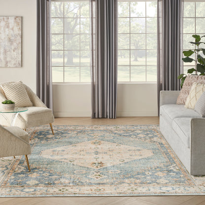 Nourison Home Astra Machine Washable  Silver Blue  Traditional