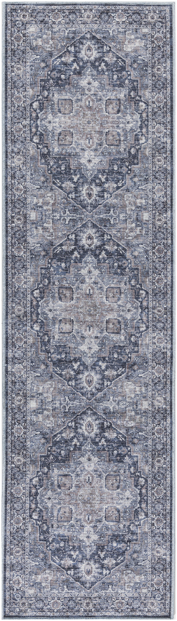 Nourison Home New Concept Washables SR101 Ivory Navy Traditional Machine Woven Rug
