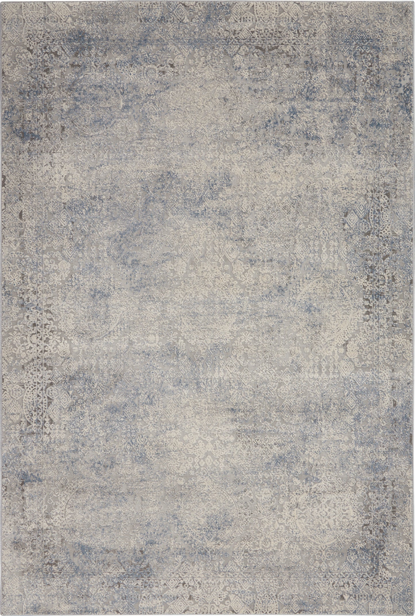 Nourison Home Rustic Textures RUS09 Ivory Light Blue Contemporary Power-loomed Rugs