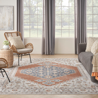 Nourison Home Astra Machine Washable  Grey Multicolor  Traditional