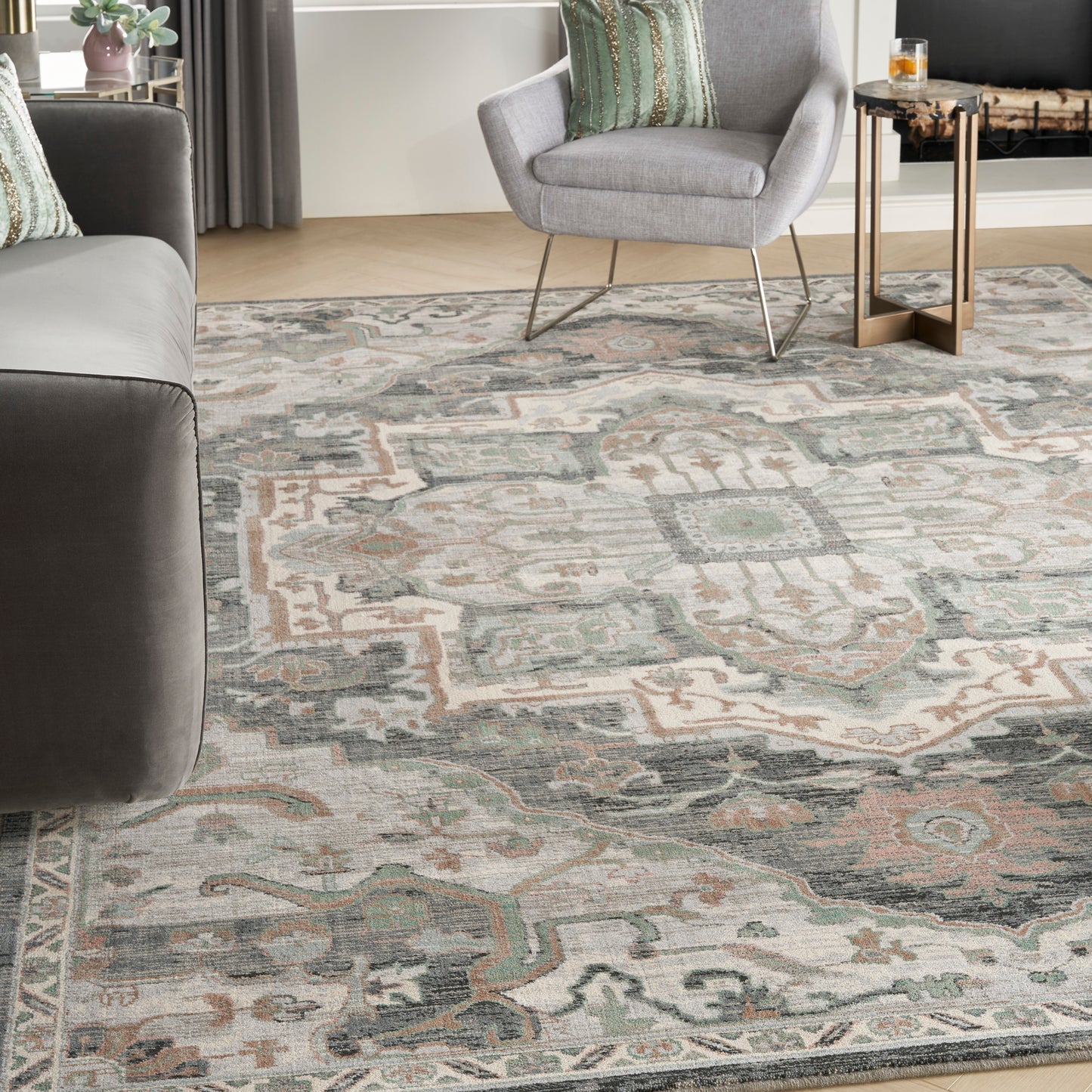 Nourison Home Parisa  Grey Sage  Traditional