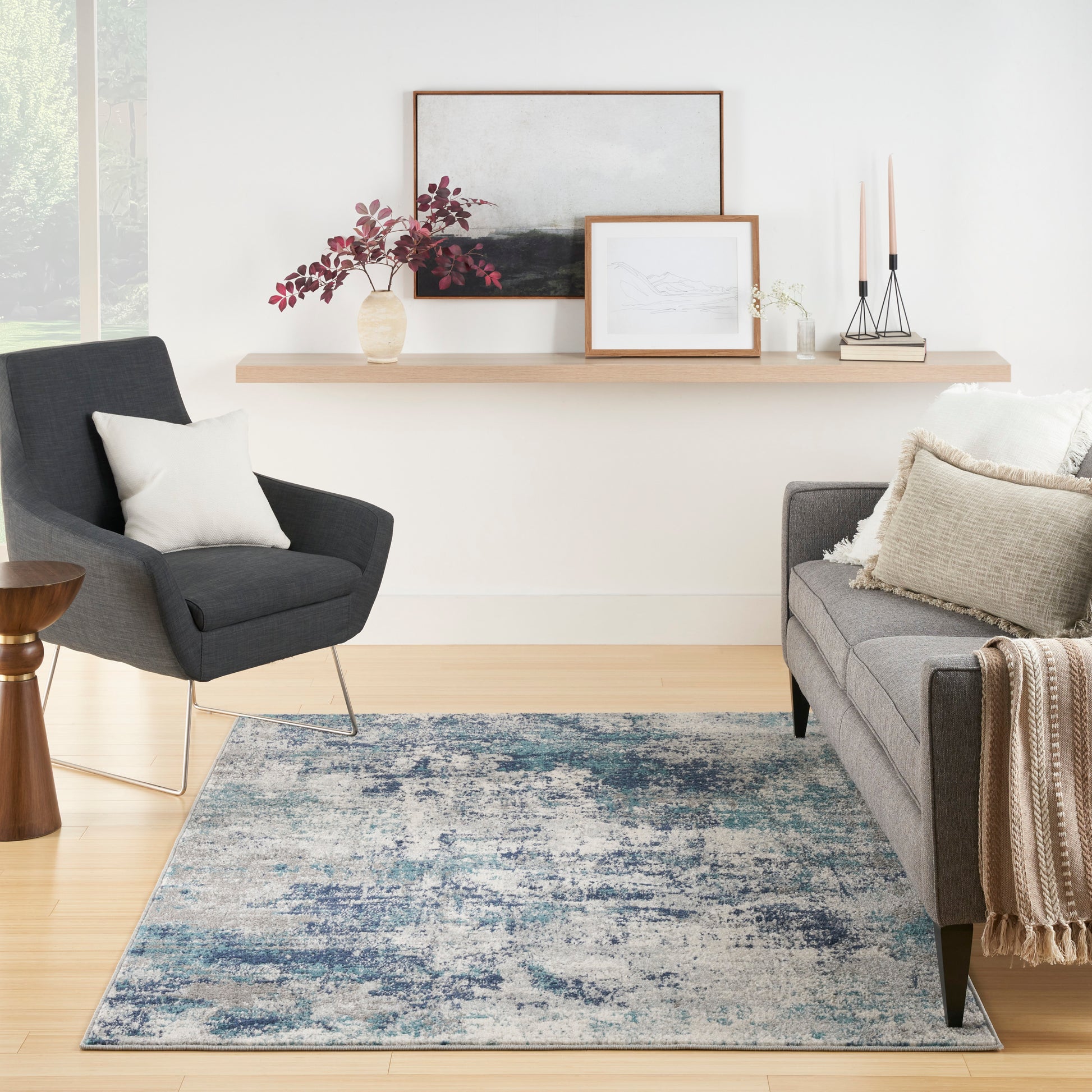 Nourison Home Passion  Ivory Teal  Contemporary