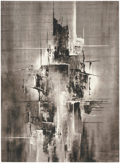 Nourison Home Twilight TWI30 Grey Ivory Black Contemporary Power-loomed Rug