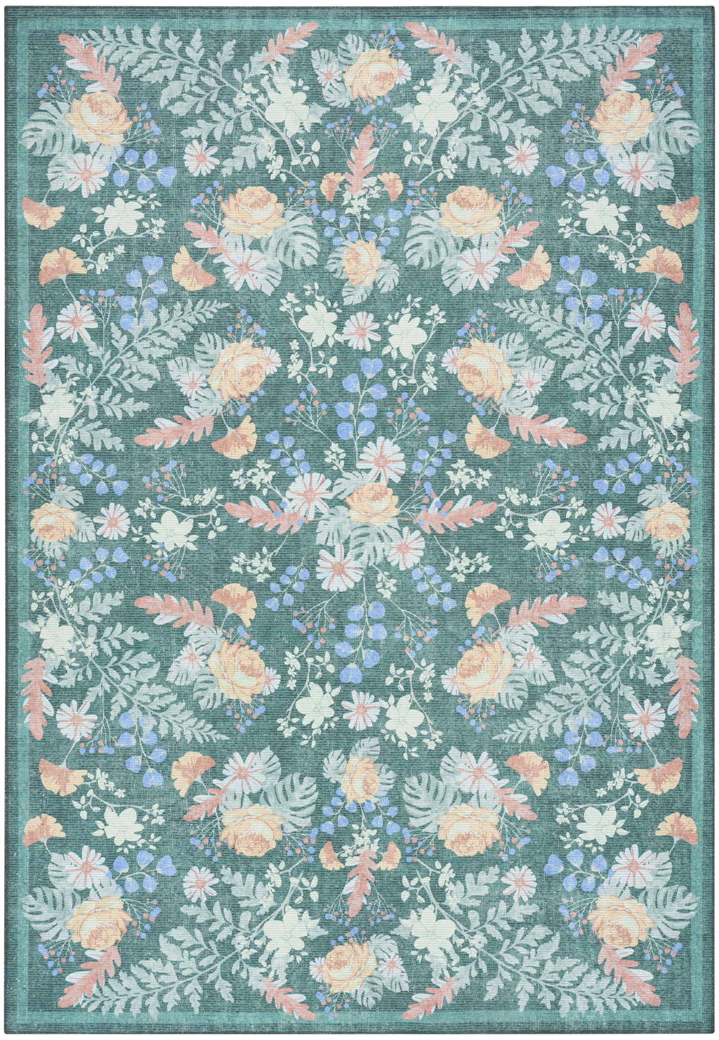 Nourison Home Botanical Washables BOT02 Green Multicolor Contemporary Machine Woven Rug