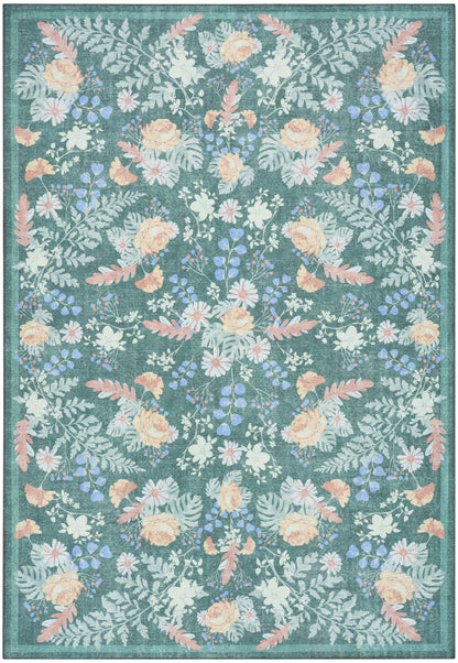 Nourison Home Botanical Washables BOT02 Green Multicolor Contemporary Machine Woven Rug