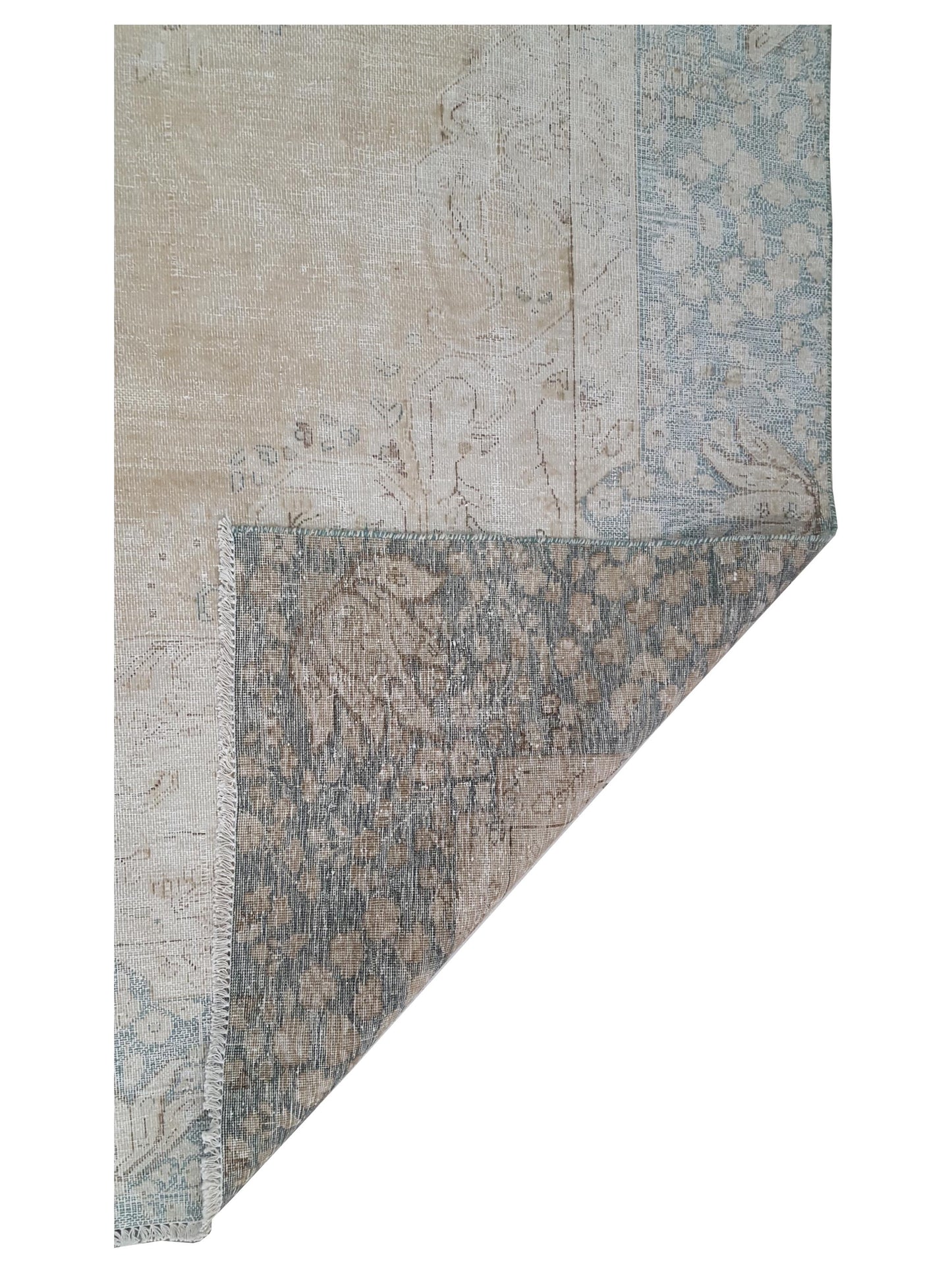 Artisan Penelope Beige Blue Vintage Knotted Rug