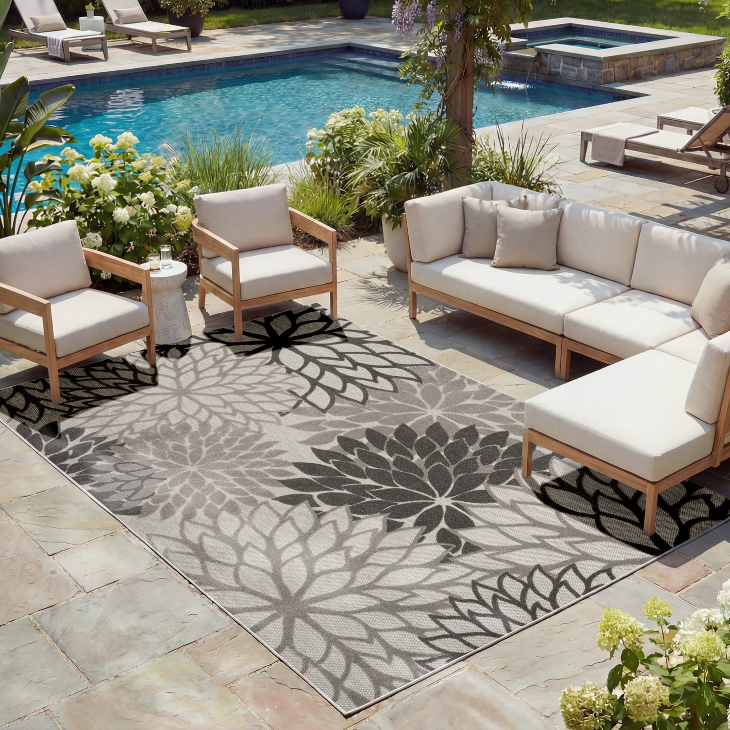 Nourison Home Aloha  Silver Grey  Contemporary