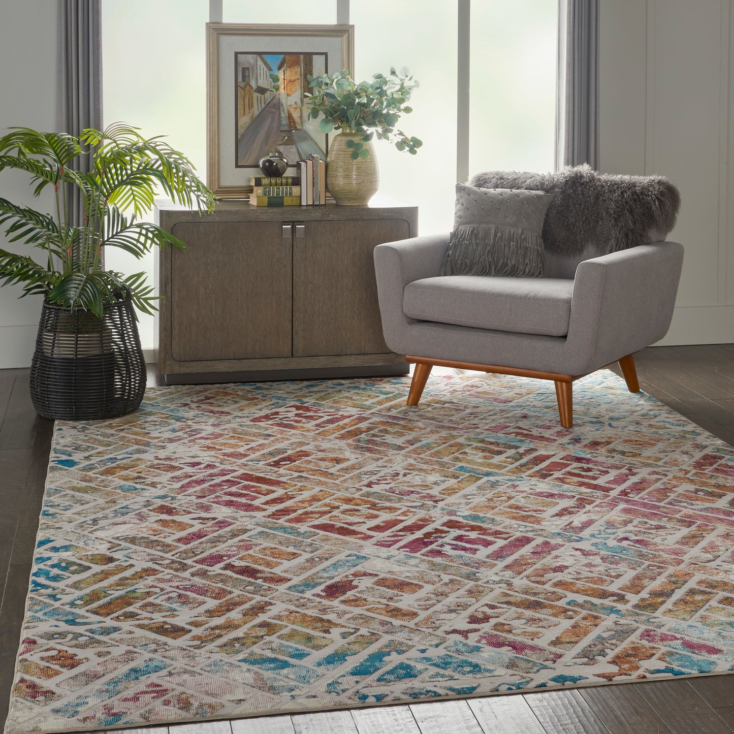 Nourison Home Radiant  Grey Multicolor  Transitional