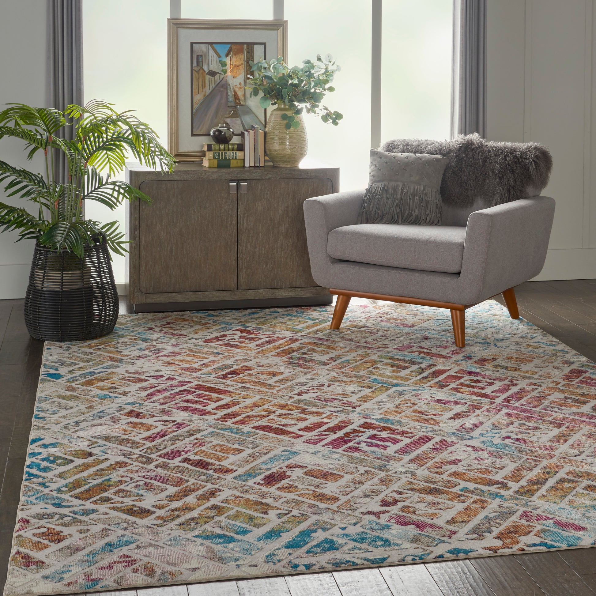 Nourison Home Radiant  Grey Multicolor  Transitional