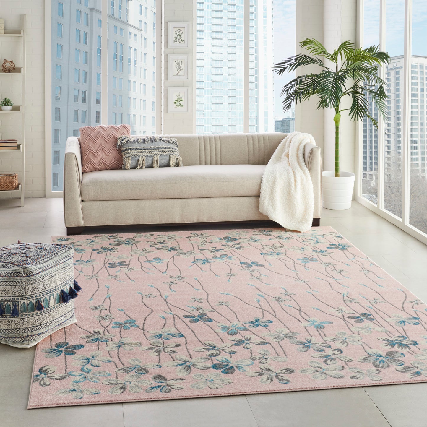 Nourison Home Tranquil  Pink  Contemporary