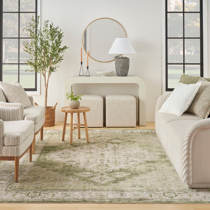 Nourison Home Astra Machine Washable  Ivory Green  Traditional