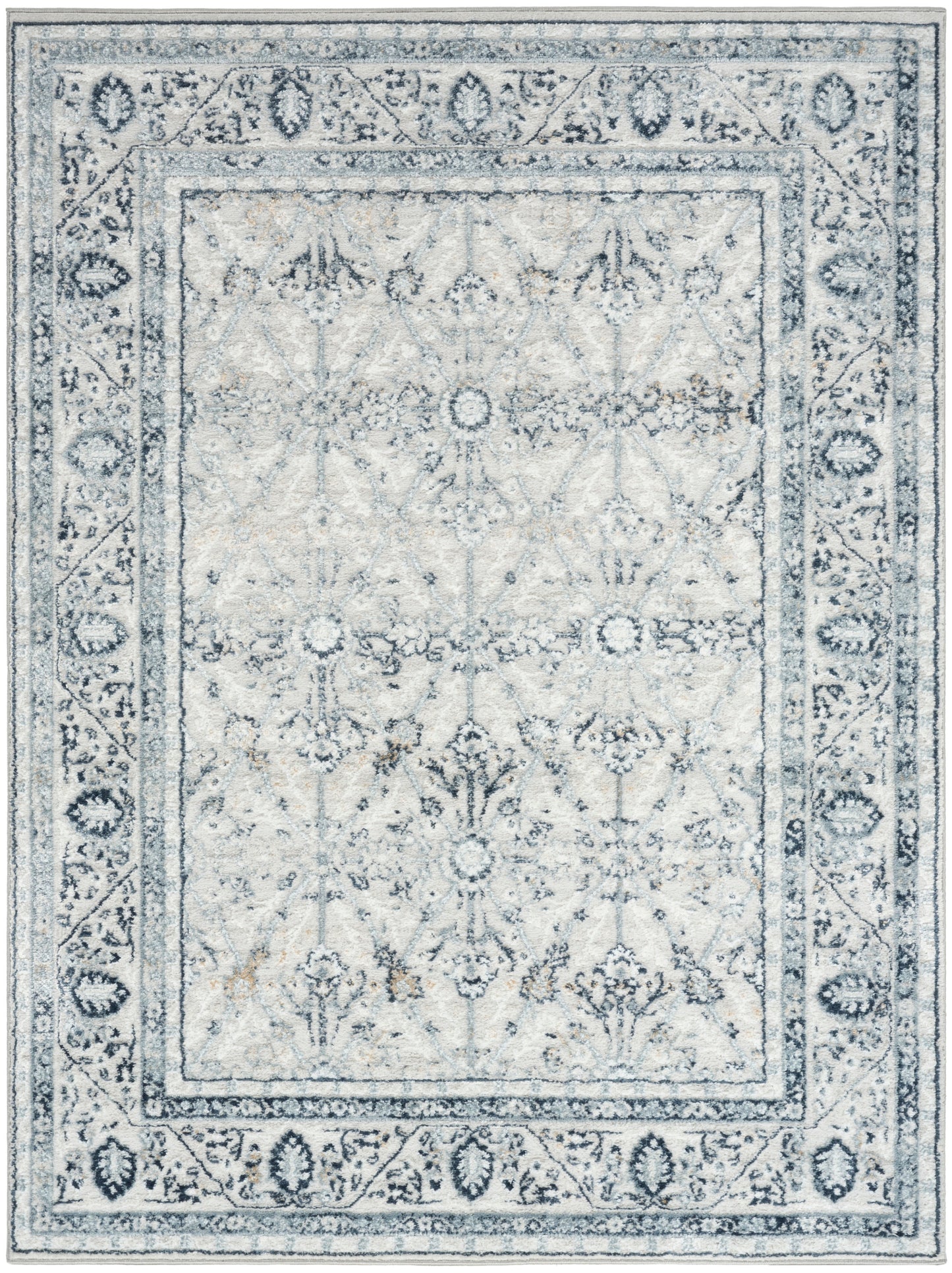 Nourison Home Dekor DEK03 Grey Navy Traditional Machine Woven Rug