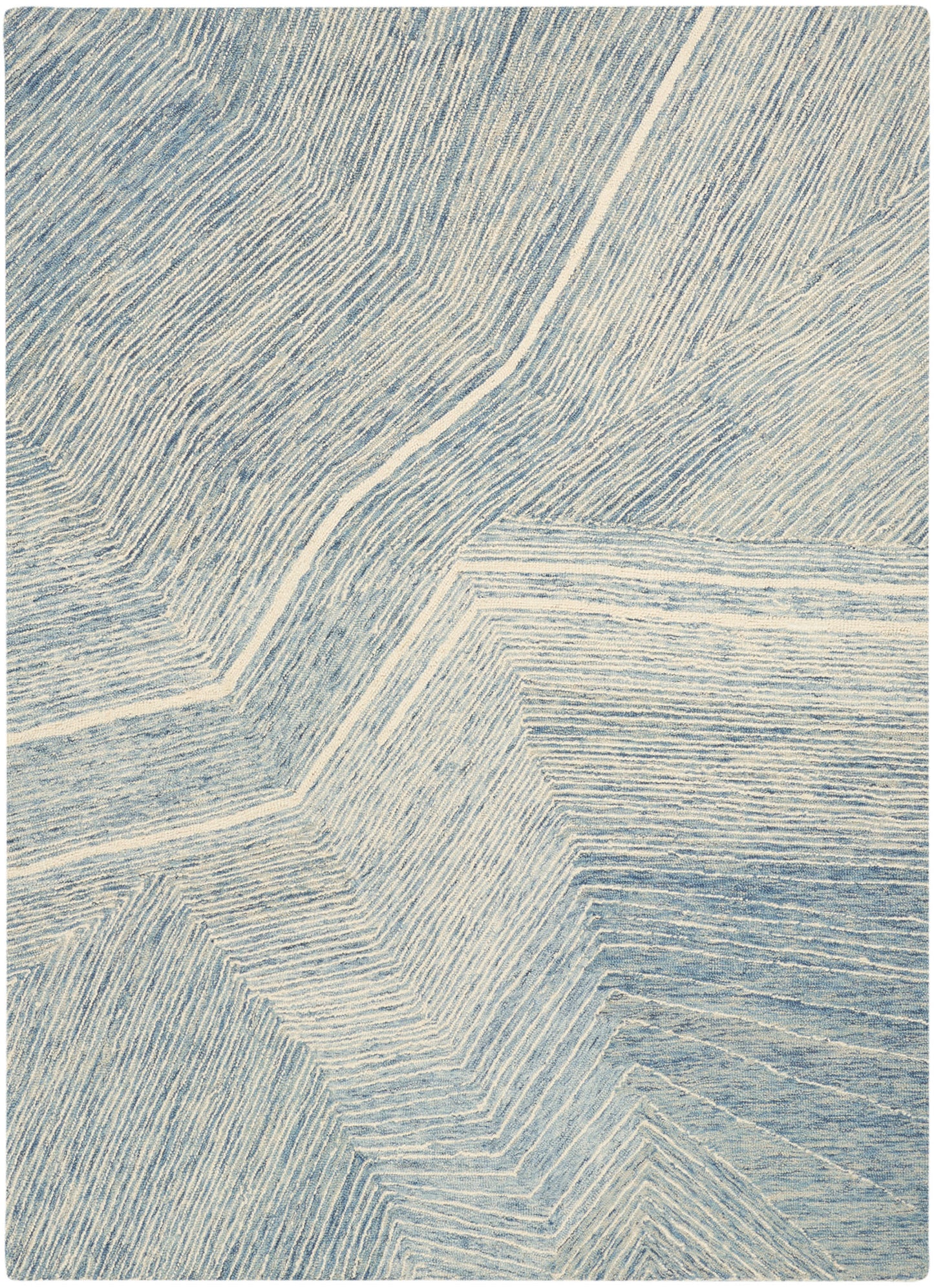 DKNY Pure Angles ANG01 Ivory Blue Contemporary Hand Tufted Rug