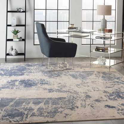 Nourison Home Silky Textures  Blue Cream  Contemporary