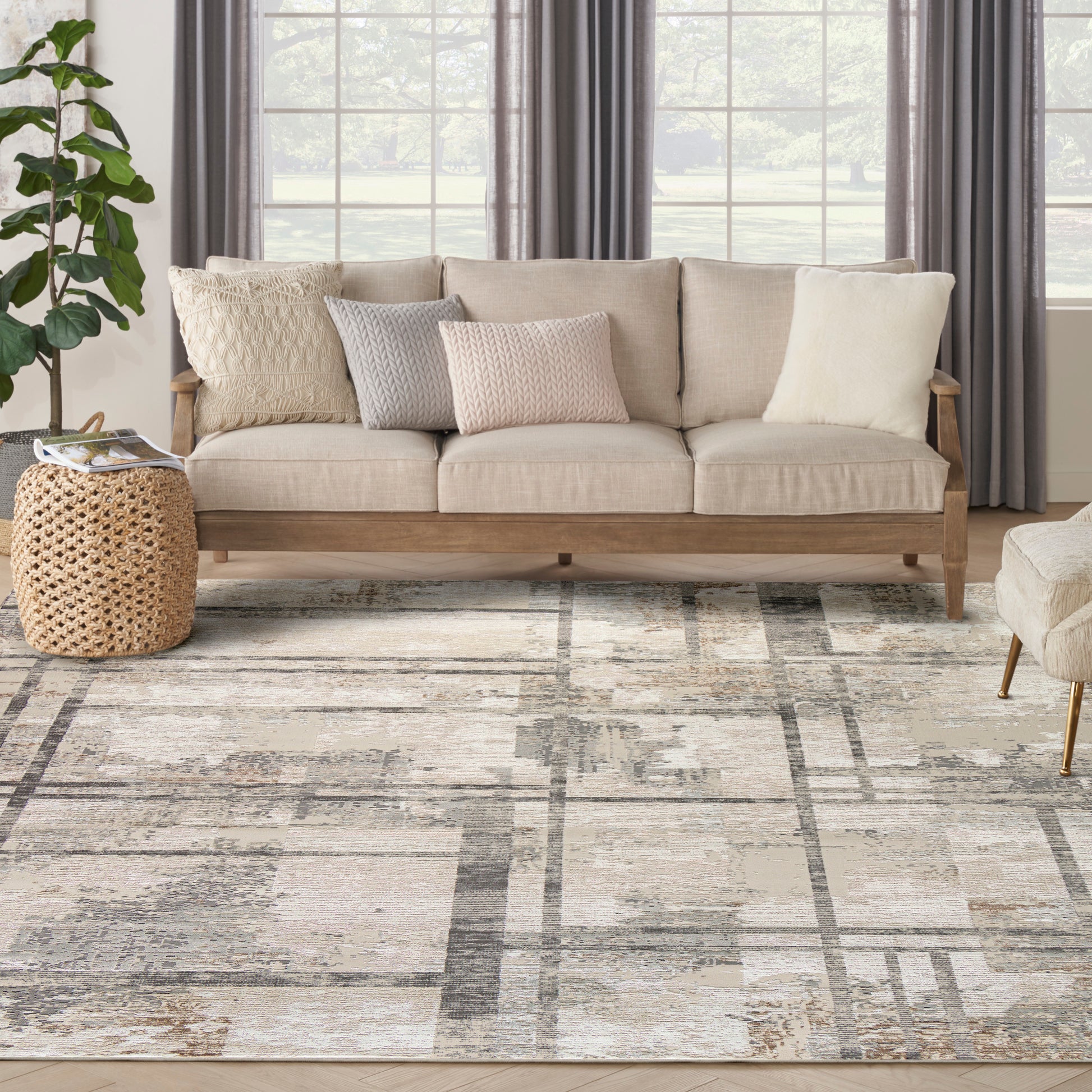 Nourison Home Sustainable Trends  Ivory Multicolor  Contemporary