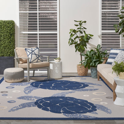 Nourison Home Aloha  Navy Blue  Contemporary
