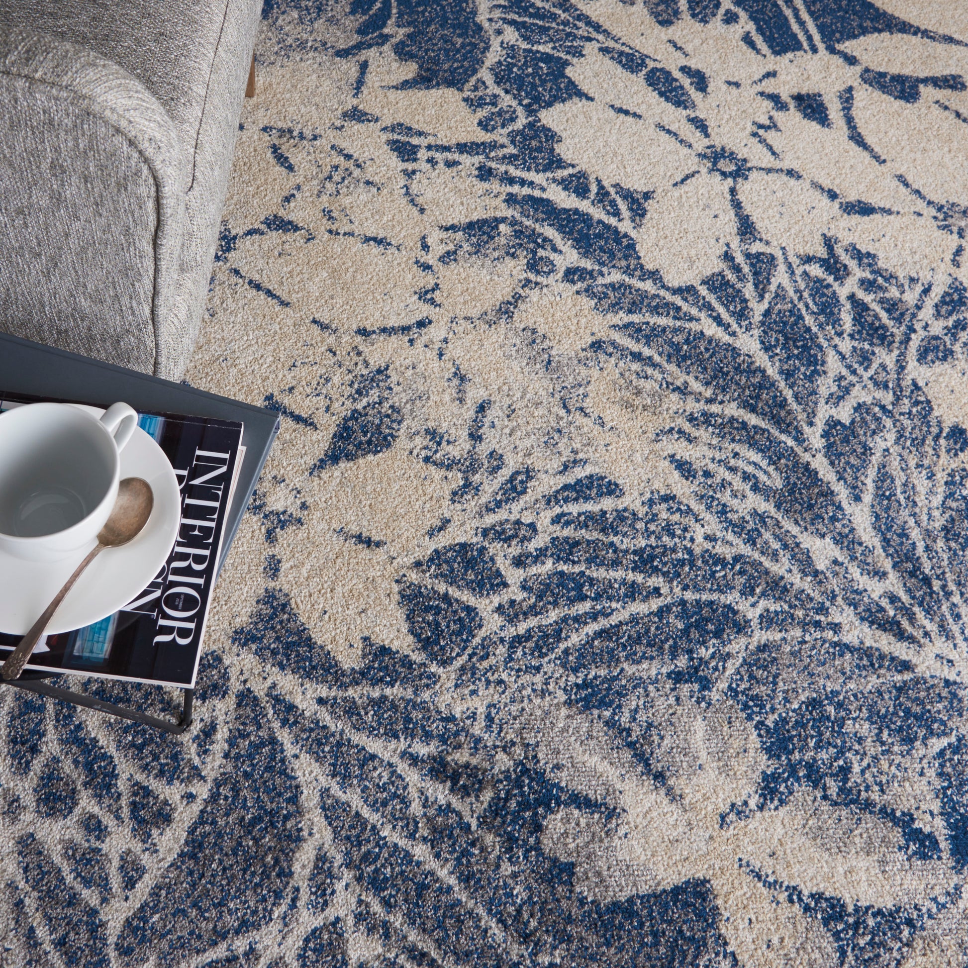 Nourison Home Tranquil  Beige Navy  Contemporary