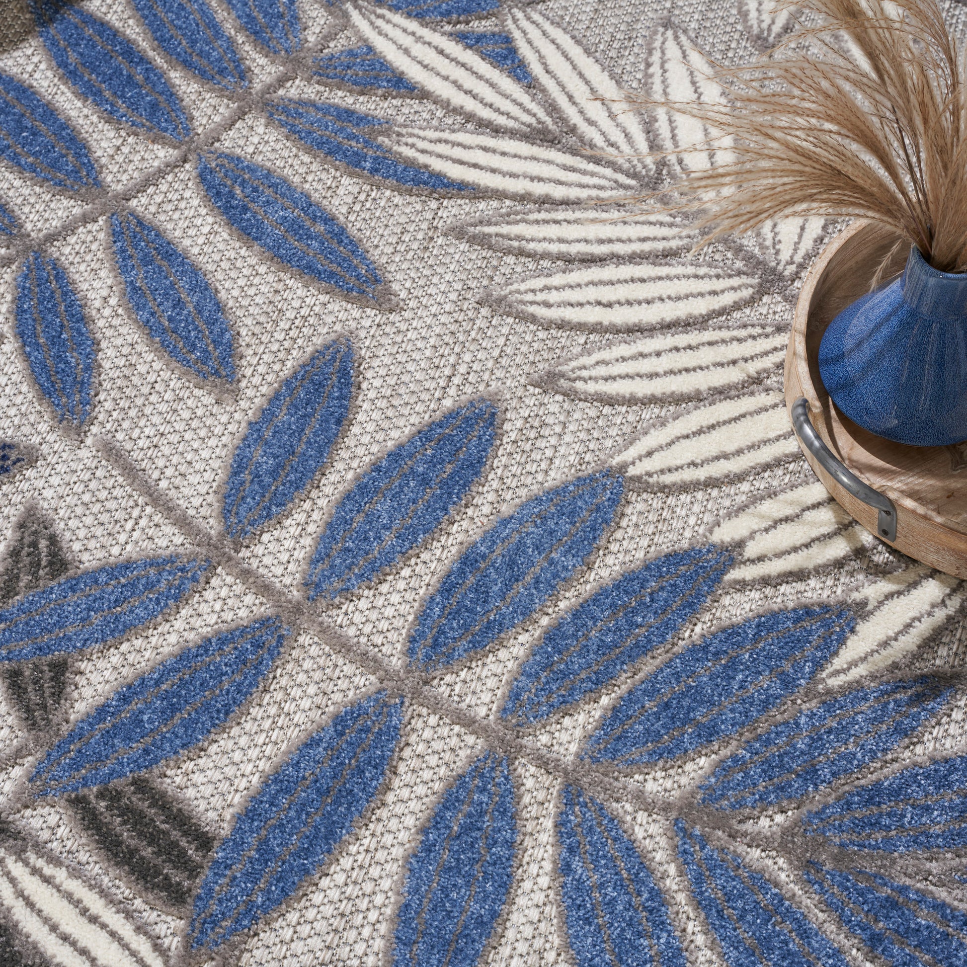 Nourison Home Aloha  Grey Blue  Contemporary