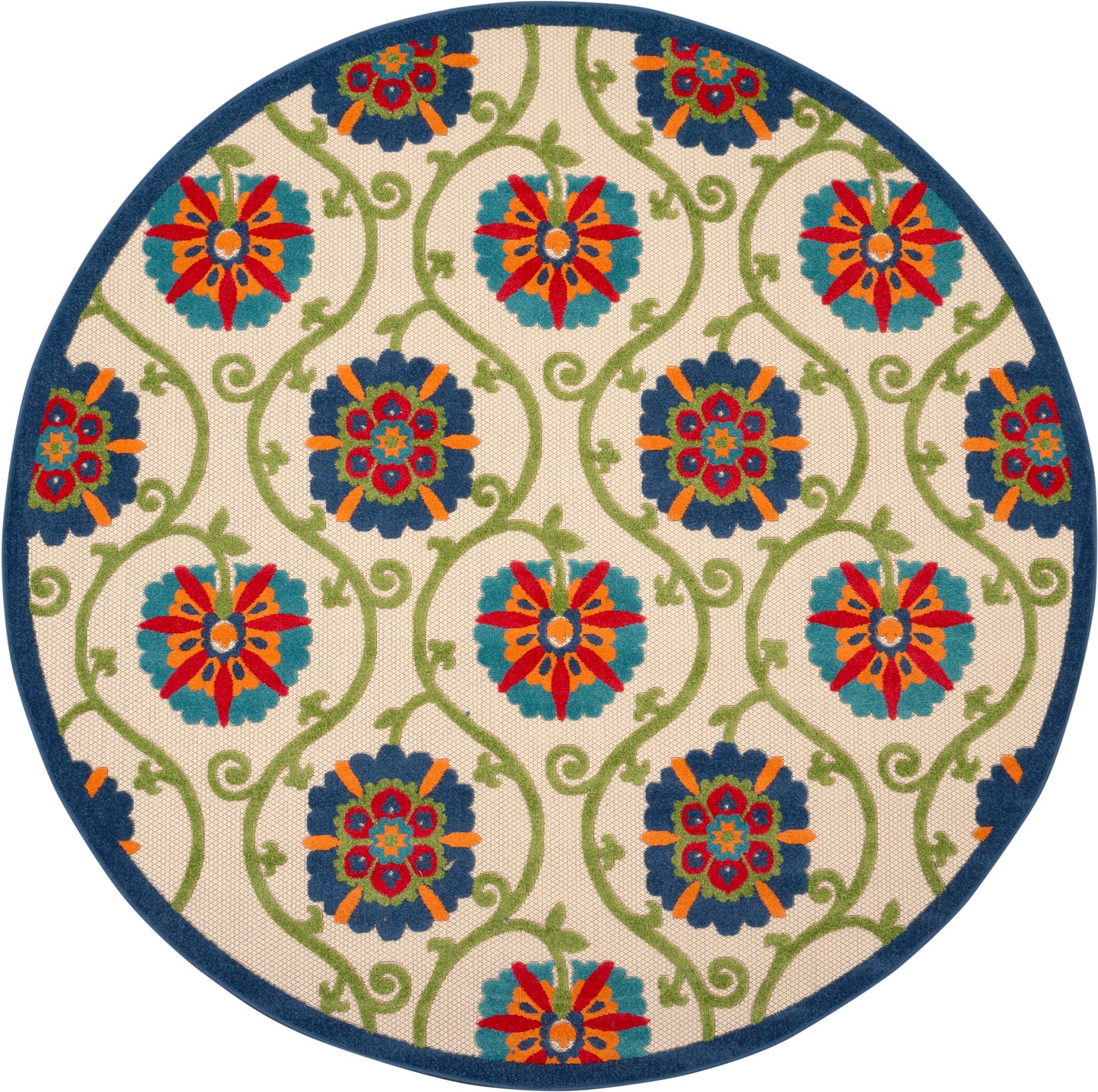 Nourison Home Aloha ALH19 Blue Multicolor Contemporary Power-loomed Rugs