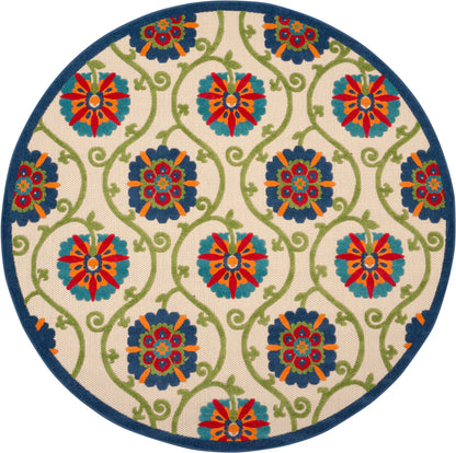Nourison Home Aloha ALH19 Blue Multicolor Contemporary Power-loomed Rugs